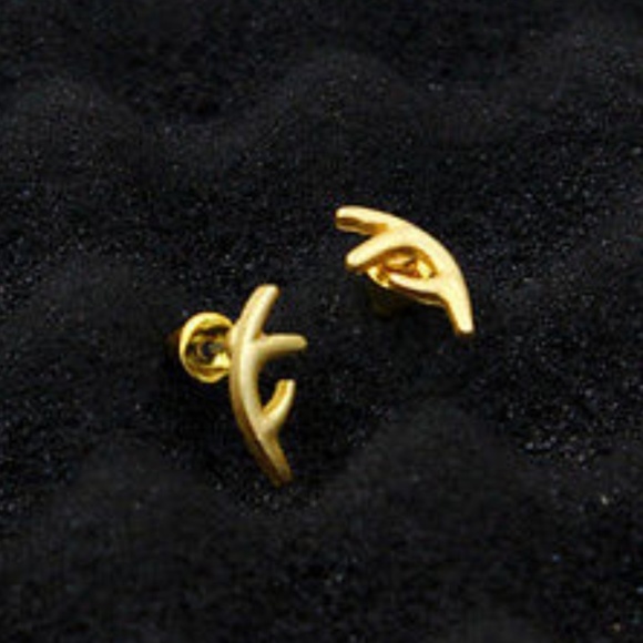 x10 RINGS Gold Deer Antlers Earrings Christmas Holiday Gold Reindeer Antler Ring - Picture 1 of 5